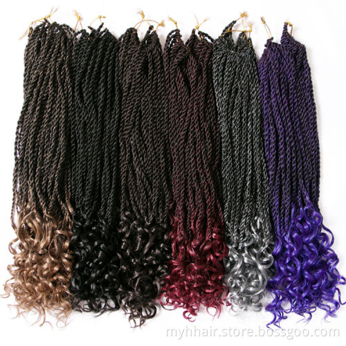 Synthetic Senegalese Twist Braid Curly Flash crochet braids hair 18 inch 30 strands/pack synthetic bulk braiding hair extension